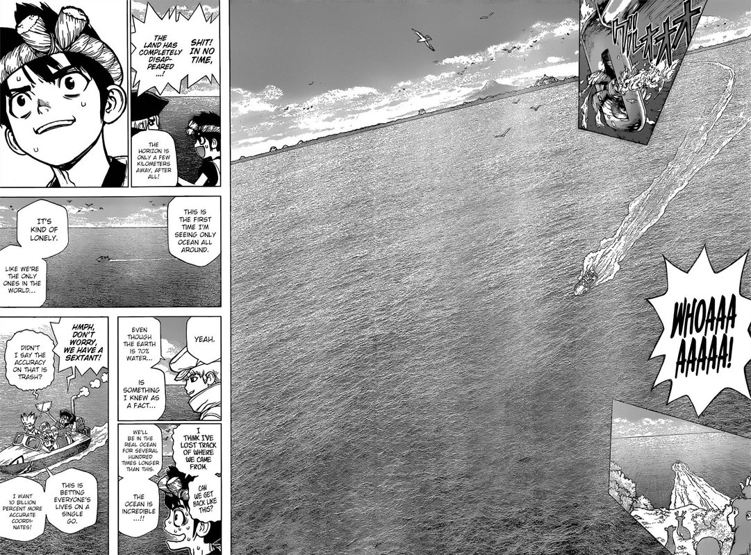 Dr. Stone Manga Chapter 95 page 12 - First Contact scene
